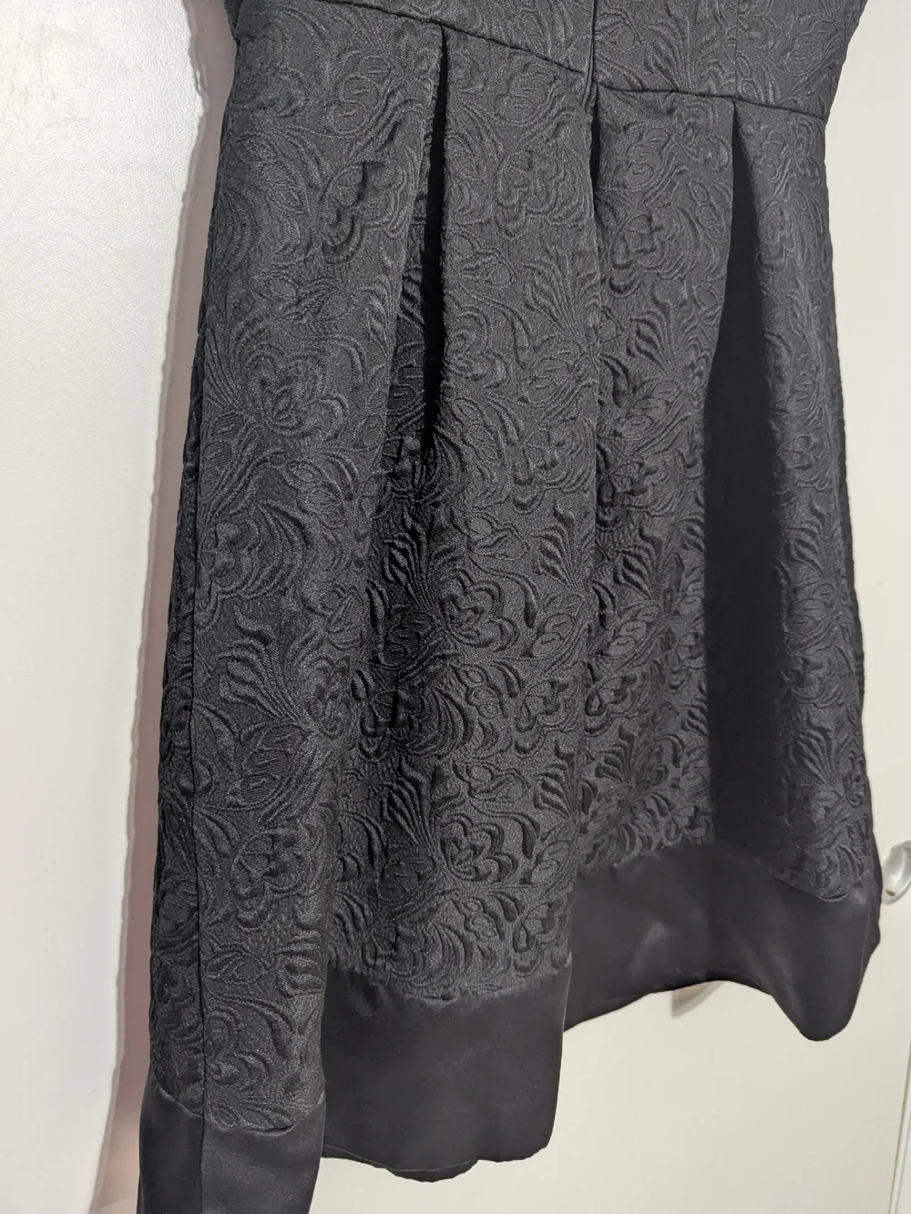 Black Textured Floral A-Line Dress